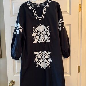 Frances Valentine Black Long Sleeve Bishop Sleeve Dress